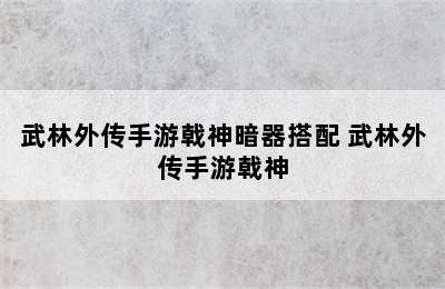 武林外传手游戟神暗器搭配 武林外传手游戟神